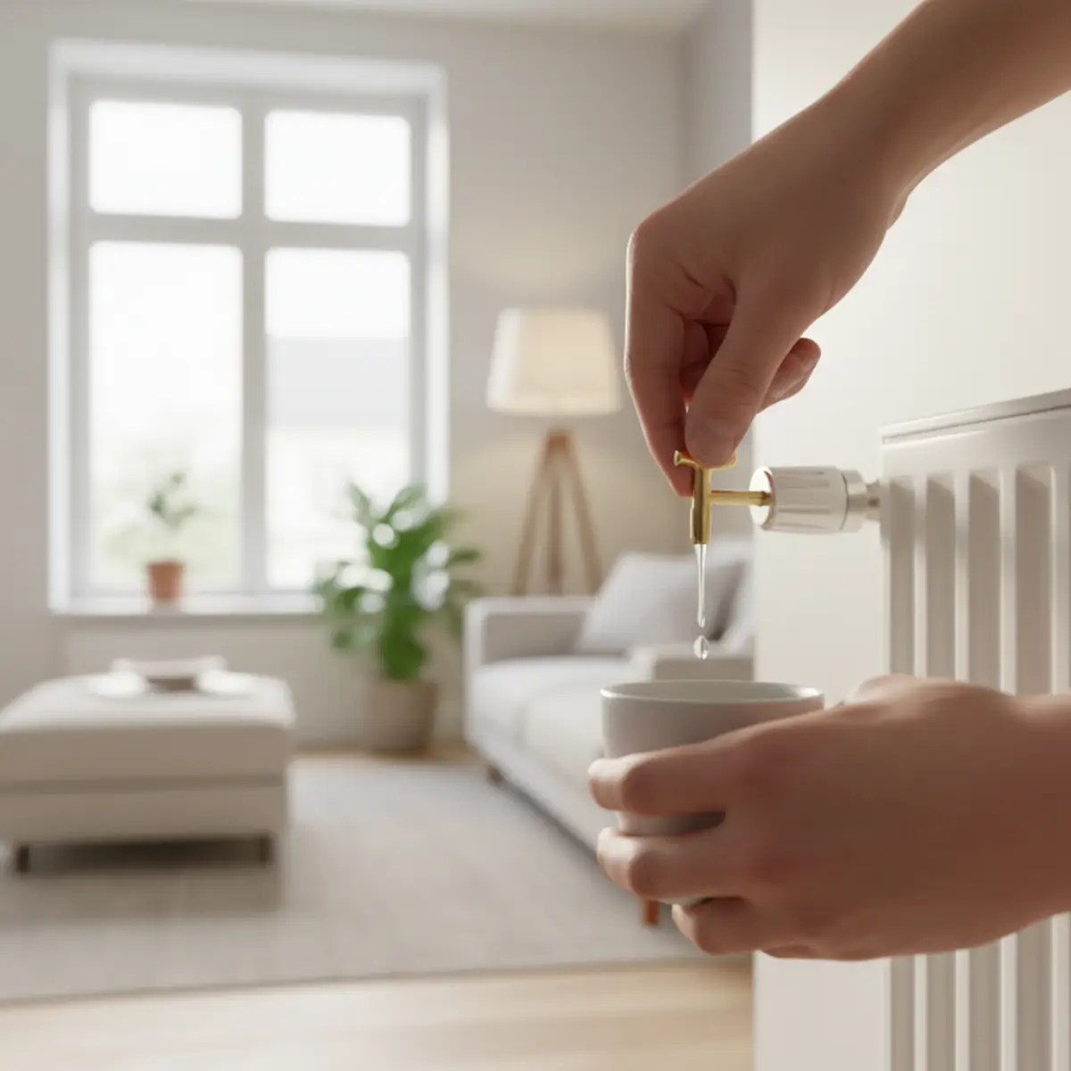 Radiateur dans un salon bien chauffe en Belgique