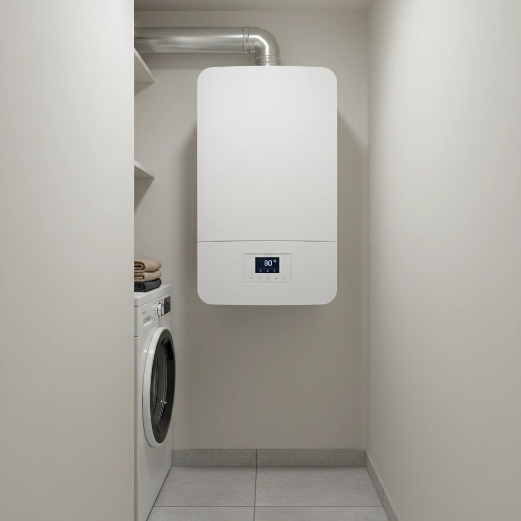 Chaudiere electrique murale compacte dans un appartement belge