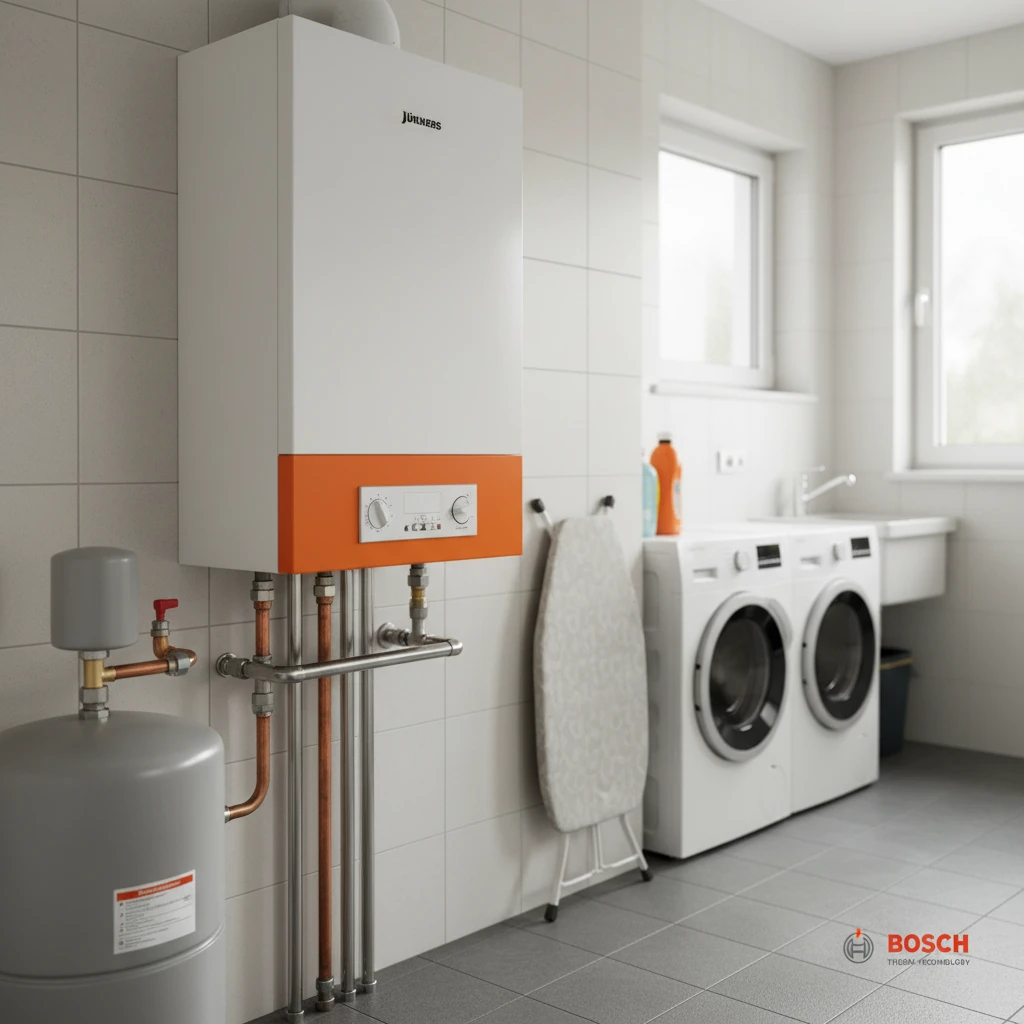 Chaudiere Junkers installee dans un interieur belge