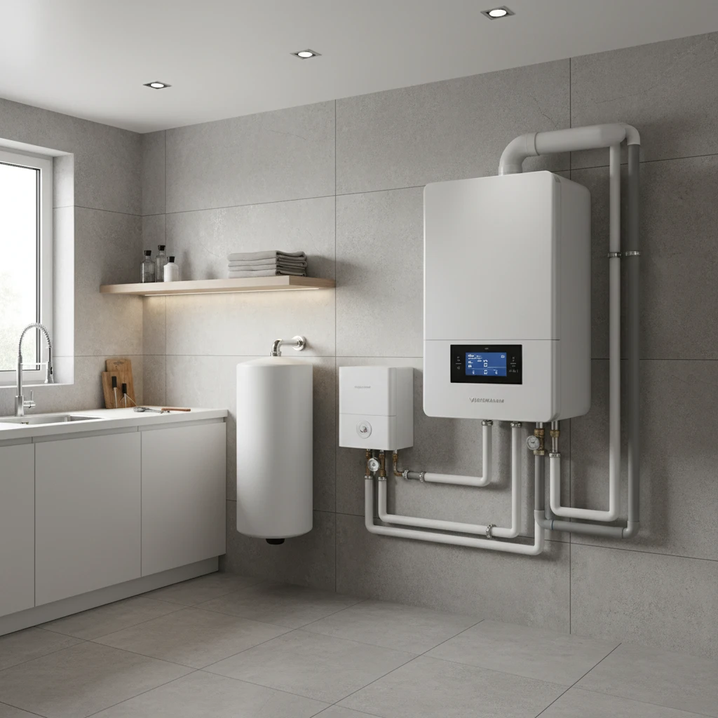 Chaudiere Viessmann installee dans un interieur belge